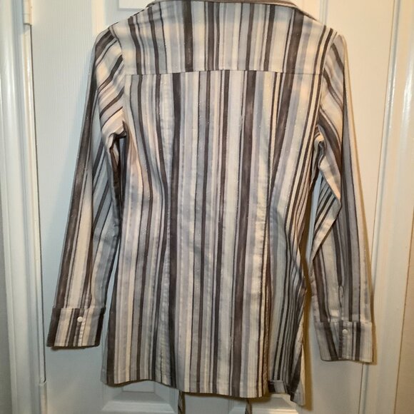 Point One Vintage 70's Shacket w belt brown, cream & light blue - Picture 2 of 4